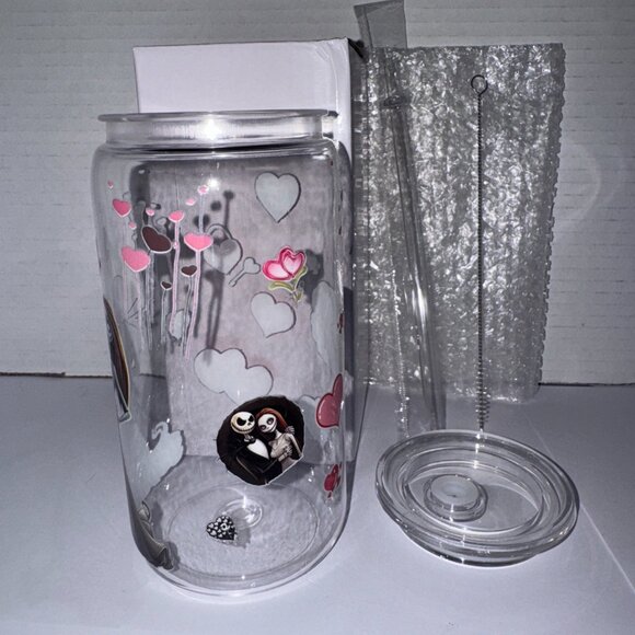 Halloween Wedding Themed 16 Oz Plastic Cup With Love Hearts - Picture 3 of 14